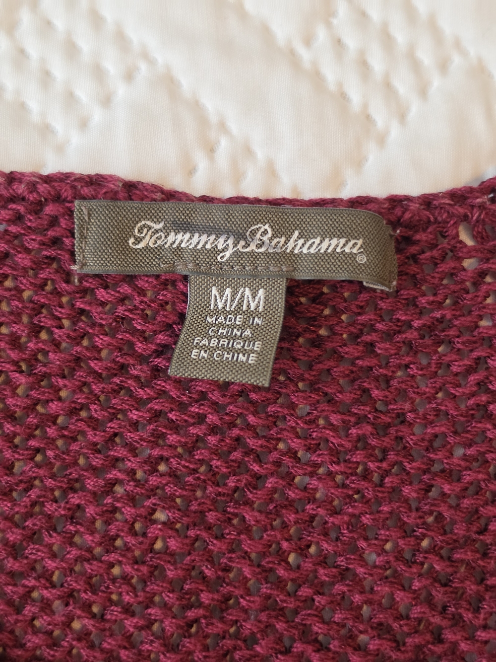Tommy Bahama Raspberry V-Neck Open-Knit Sweater - Picture 3 of 4